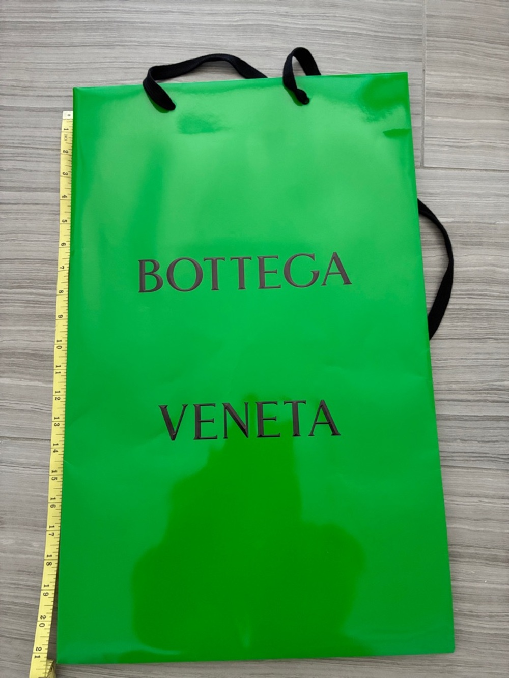 Bottega Veneta Green Paper bag with Black Ribbon Handles